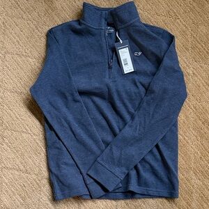 Vineyard Vines Saltwater quarter zip in color Deep Bay Half-Zip Sweater